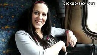 Czech girl Mea Melone drilled in a train for some cash - porn video