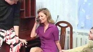 step mom fucking son and friend threesome - porn video